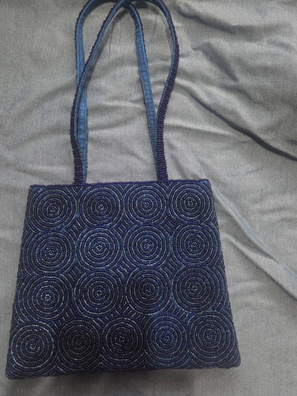 Hand-Beaded Shades Of Blue Evening Bag